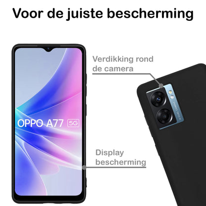 Forterra OPPO A77 Hoesje Siliconen Backcover Lichtgewicht - Zwart