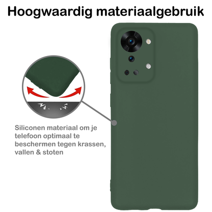 Forterra OnePlus Nord 2T Hoesje Siliconen Backcover Lichtgewicht - Donkergroen