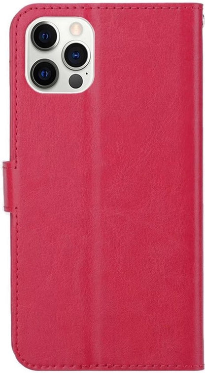 Forterra iPhone 12 Pro Hoesje Bookcase Cover met Kaarthouder - Donkerroze