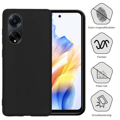 Forterra OPPO A98 Hoesje Siliconen Backcover Lichtgewicht - Zwart