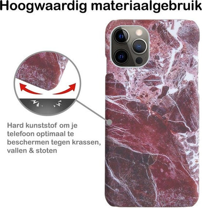Forterra iPhone 12 Pro Hoesje Marmer Hard Case Cover - Rood