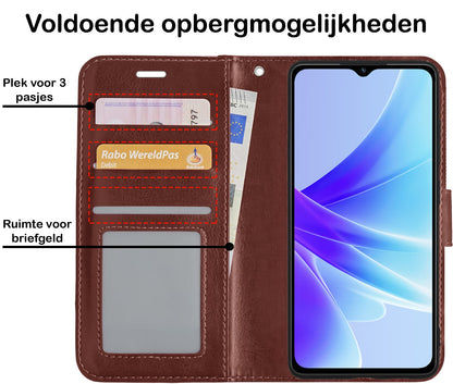 Forterra OPPO A57s Hoesje Bookcase Cover met Kaarthouder - Bruin