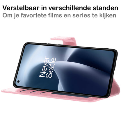 Forterra OnePlus Nord 2T Hoesje Bookcase Cover met Kaarthouder - Lichtroze