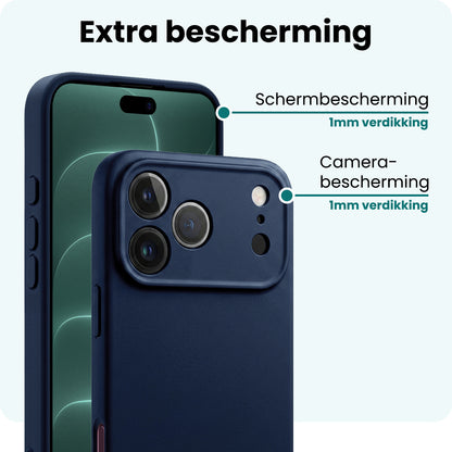 Forterra iPhone 18 Pro Hoesje Siliconen Backcover Lichtgewicht - Donkerblauw