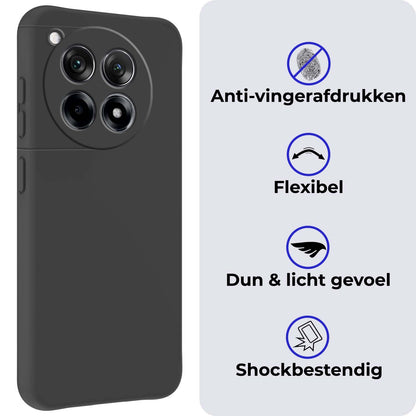 Forterra OnePlus 12R Hoesje Siliconen Backcover Lichtgewicht - Zwart