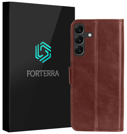 Forterra Samsung A16 Hoesje Bookcase Cover met Kaarthouder - Bruin