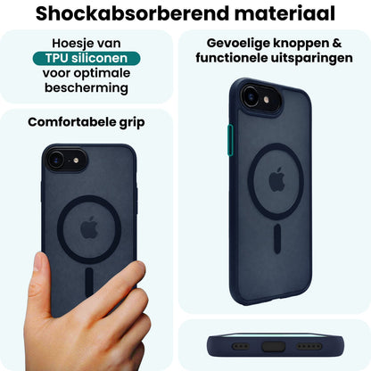 Forterra iPhone 17e Hoesje Geschikt voor Magsafe Backcover Shockproof - Donkerblauw