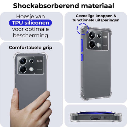 Forterra Xiaomi Poco X6 Hoesje Shockproof Backcover Siliconen - Transparant