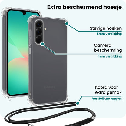 Forterra Samsung A26 Hoesje met Koord Backcover Shockproof - Transparant