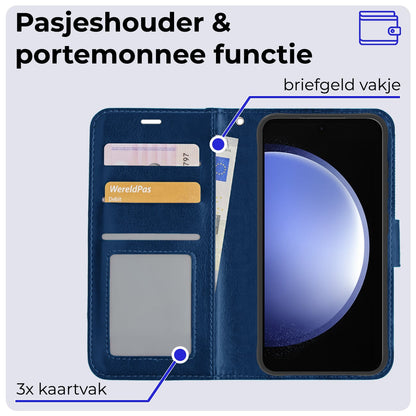 Forterra Samsung S23 FE Hoesje Bookcase Cover met Kaarthouder - Donkerblauw