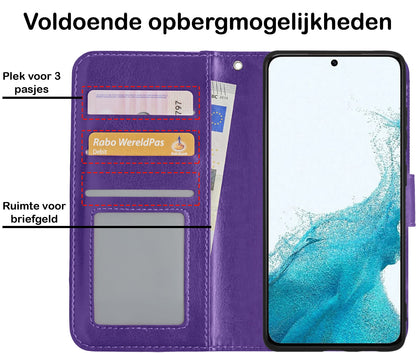 Forterra Samsung S22 Ultra Hoesje Bookcase Cover met Kaarthouder - Paars