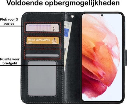 Forterra Samsung S21 Plus Hoesje Bookcase Cover met Kaarthouder - Zwart