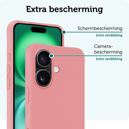 Forterra iPhone 16 Plus Hoesje Siliconen Backcover Lichtgewicht - Lichtroze
