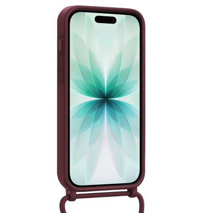 Forterra iPhone 17 Hoesje Met Telefoonkoord en Pasjeshouder Siliconen - Aubergine