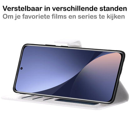 Forterra Xiaomi 12X Hoesje Bookcase Cover met Kaarthouder - Wit