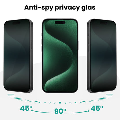 Forterra Privacy Screenprotector Geschikt voor Apple iPhone 15 Pro - Met Installatie Kit - Privacy - Beschermglas - Flexibel Glas - Tempered Glass - Screen Protector