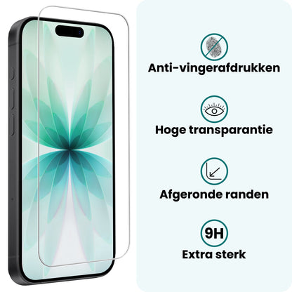 Forterra iPhone 17 Screenprotector Gehard Glas - Volledige dekking