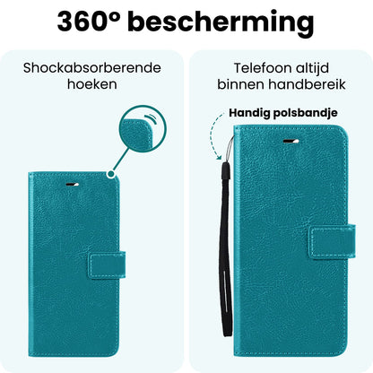 Forterra iPhone 17e Hoesje Bookcase Cover met Kaarthouder - Turquoise