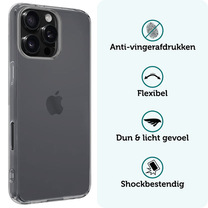 Forterra iPhone 16 Pro Max Hoesje Siliconen Backcover Lichtgewicht - Transparant