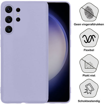 Forterra Samsung S23 Ultra Hoesje Siliconen Backcover Lichtgewicht - Lila