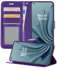 Forterra OnePlus 10 Pro Hoesje Bookcase Cover met Kaarthouder - Paars