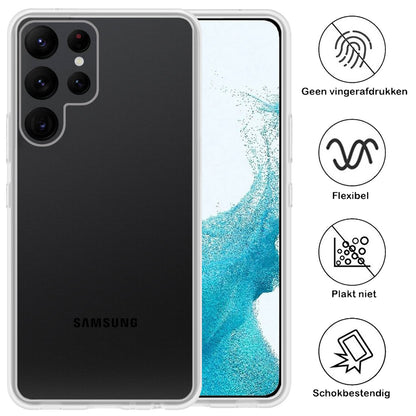 Forterra Samsung S22 Ultra Hoesje Siliconen Backcover Lichtgewicht - Transparant