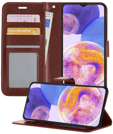 Forterra Samsung A23 Hoesje Bookcase Cover met Kaarthouder - Bruin