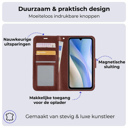 Forterra Samsung A15 Hoesje Bookcase Cover met Kaarthouder - Bruin