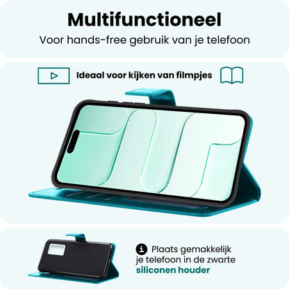 Forterra iPhone Air Hoesje Bookcase Cover met Kaarthouder - Turquoise
