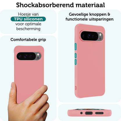 Forterra Google Pixel 9 Pro XL Hoesje Siliconen Backcover Lichtgewicht - Lichtroze