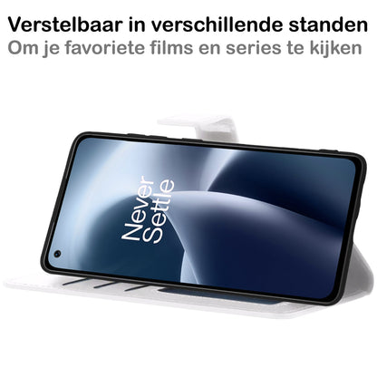 Forterra OnePlus Nord 2T Hoesje Bookcase Cover met Kaarthouder - Wit