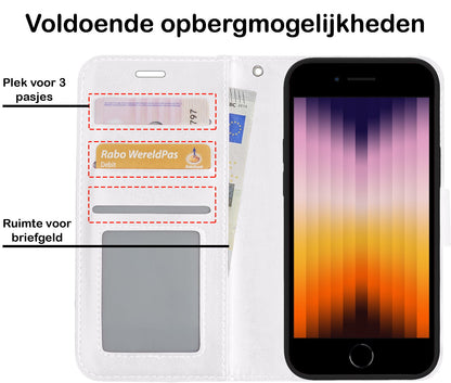 Forterra iPhone SE 2022 Hoesje Bookcase Cover met Kaarthouder - Wit