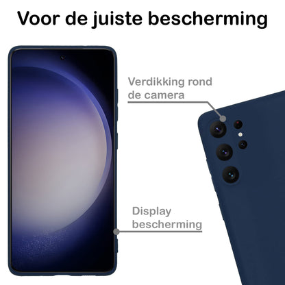 Forterra Samsung S23 Ultra Hoesje Siliconen Backcover Lichtgewicht - Donkerblauw