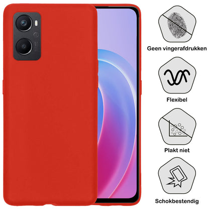 Forterra OPPO A76 Hoesje Siliconen Backcover Lichtgewicht - Rood