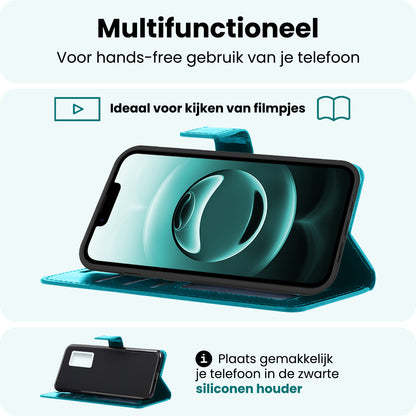 Forterra iPhone 16e Hoesje Bookcase Cover met Kaarthouder - Turquoise