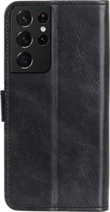 Forterra Samsung S21 Ultra Hoesje Bookcase Cover met Kaarthouder - Zwart