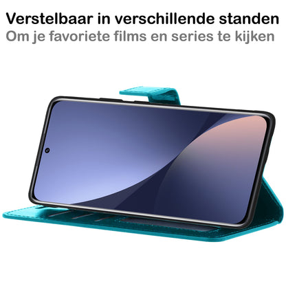 Forterra Xiaomi 12X Hoesje Bookcase Cover met Kaarthouder - Turquoise