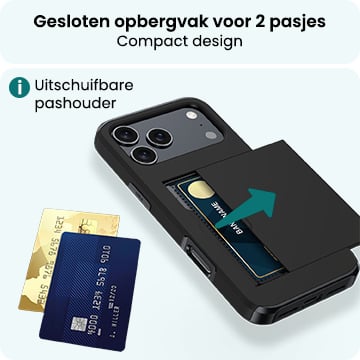 Forterra iPhone 17 Pro Max Hoesje Kaarthouder Hard Case Shockproof - Zwart