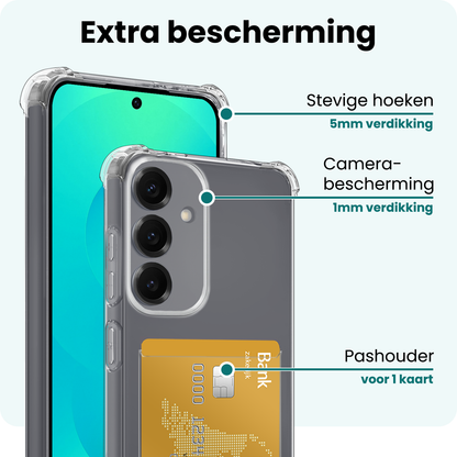 Forterra Samsung S25 FE Hoesje Kaarthouder Backcover Shockproof - Transparant