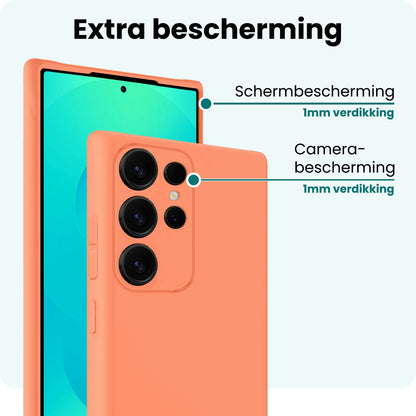Forterra Samsung S25 Ultra Hoesje Siliconen Backcover Lichtgewicht - Perzik