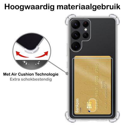 Forterra Samsung S22 Ultra Hoesje Kaarthouder Backcover Shockproof - Transparant