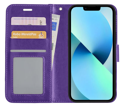 Forterra iPhone 13 Pro Max Hoesje Bookcase Cover met Kaarthouder - Paars