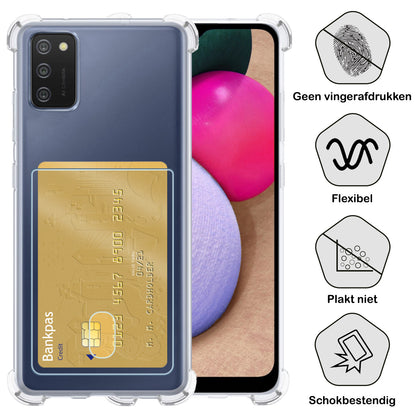 Forterra Samsung A02s Hoesje Kaarthouder Backcover Shockproof - Transparant