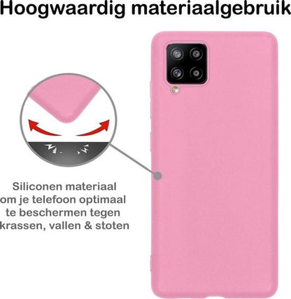 Forterra Samsung A42 Hoesje Siliconen Backcover Lichtgewicht - Lichtroze