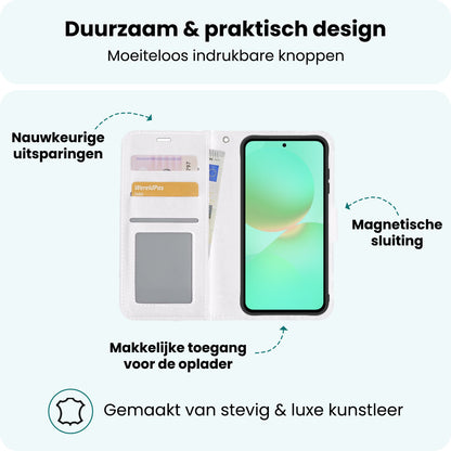 Forterra Samsung A36 Hoesje Bookcase Cover met Kaarthouder - Wit