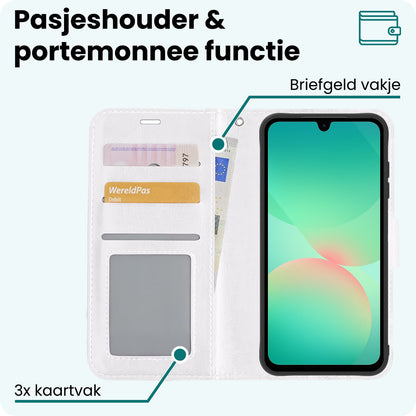 Forterra Samsung A26 Hoesje Bookcase Cover met Kaarthouder - Wit
