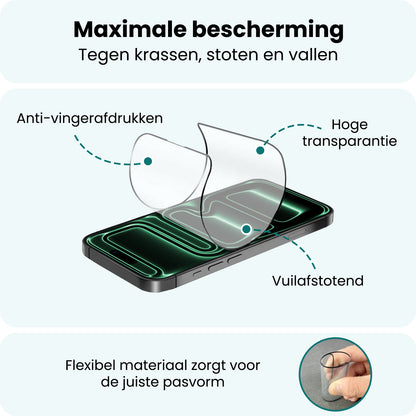 Forterra iPhone 17 Pro Max Screenprotector Flexibel Glas met Installatieframe