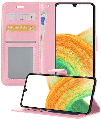Forterra Samsung A33 Hoesje Bookcase Cover met Kaarthouder - Lichtroze