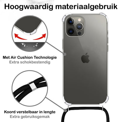 Forterra iPhone 12 Pro Max Hoesje met Koord Backcover Shockproof - Transparant
