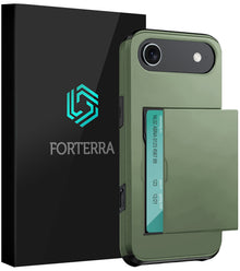 Forterra iPhone Air Hoesje Kaarthouder Hard Case Shockproof - Donkergroen